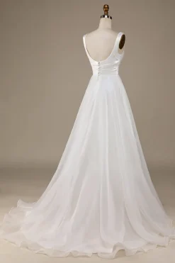 Marfim Vestido de Noiva Sem Mangas
