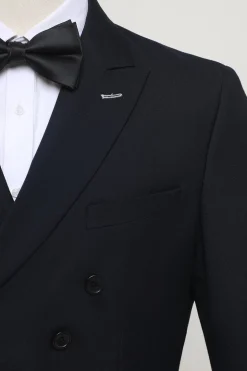Marinha 2 peça duplo peito terno masculino
