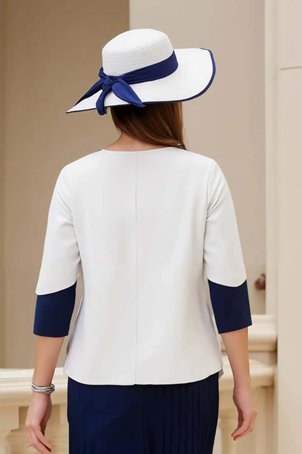 Marinha 2 Peça Stretch Satin Uma Linha Vestido de Noiva Convidado