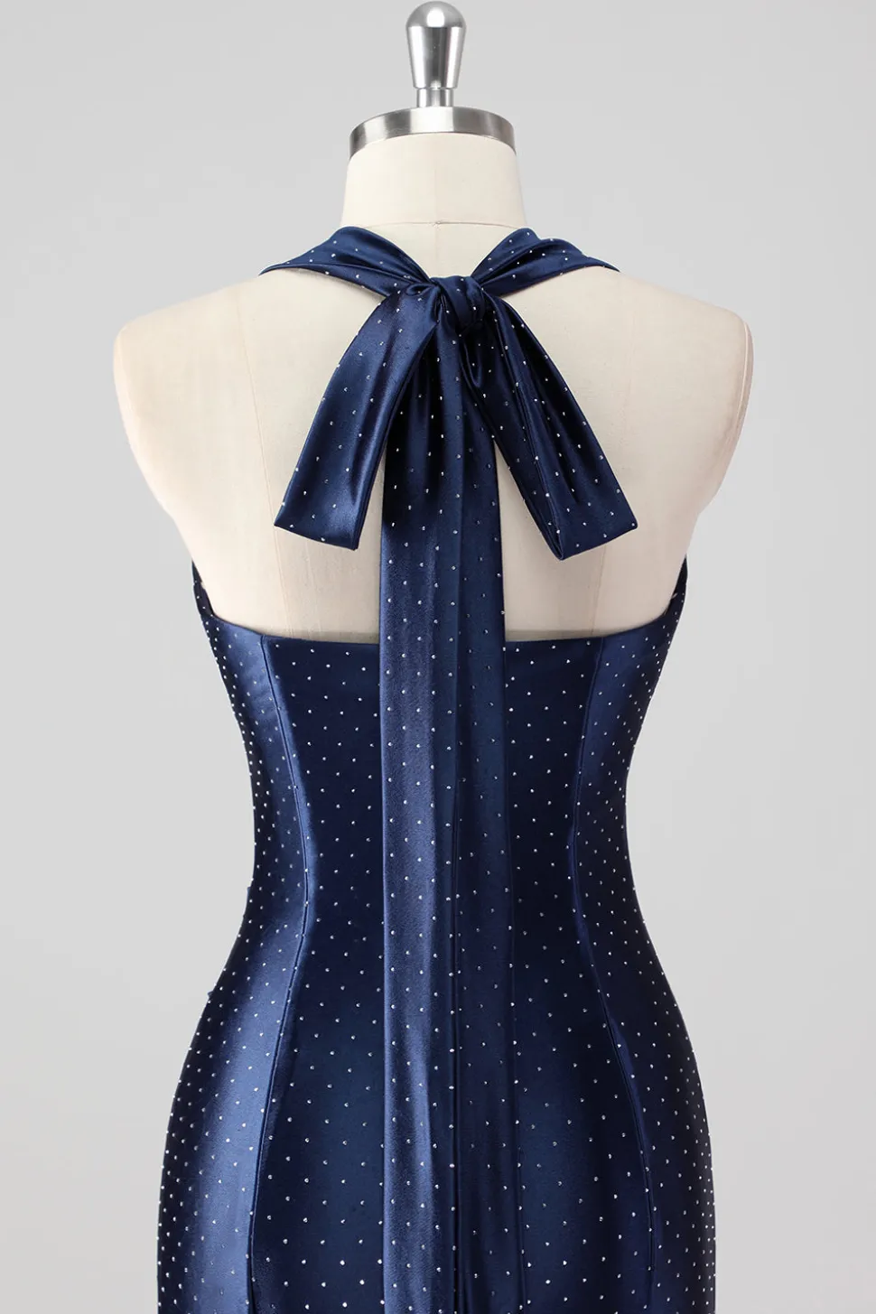 Marinha Halter frisado Sereia Ruffles Vestido Formal Longo