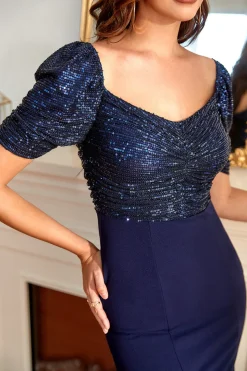 Marinha Mãe do Vestido de Noiva com Fenda