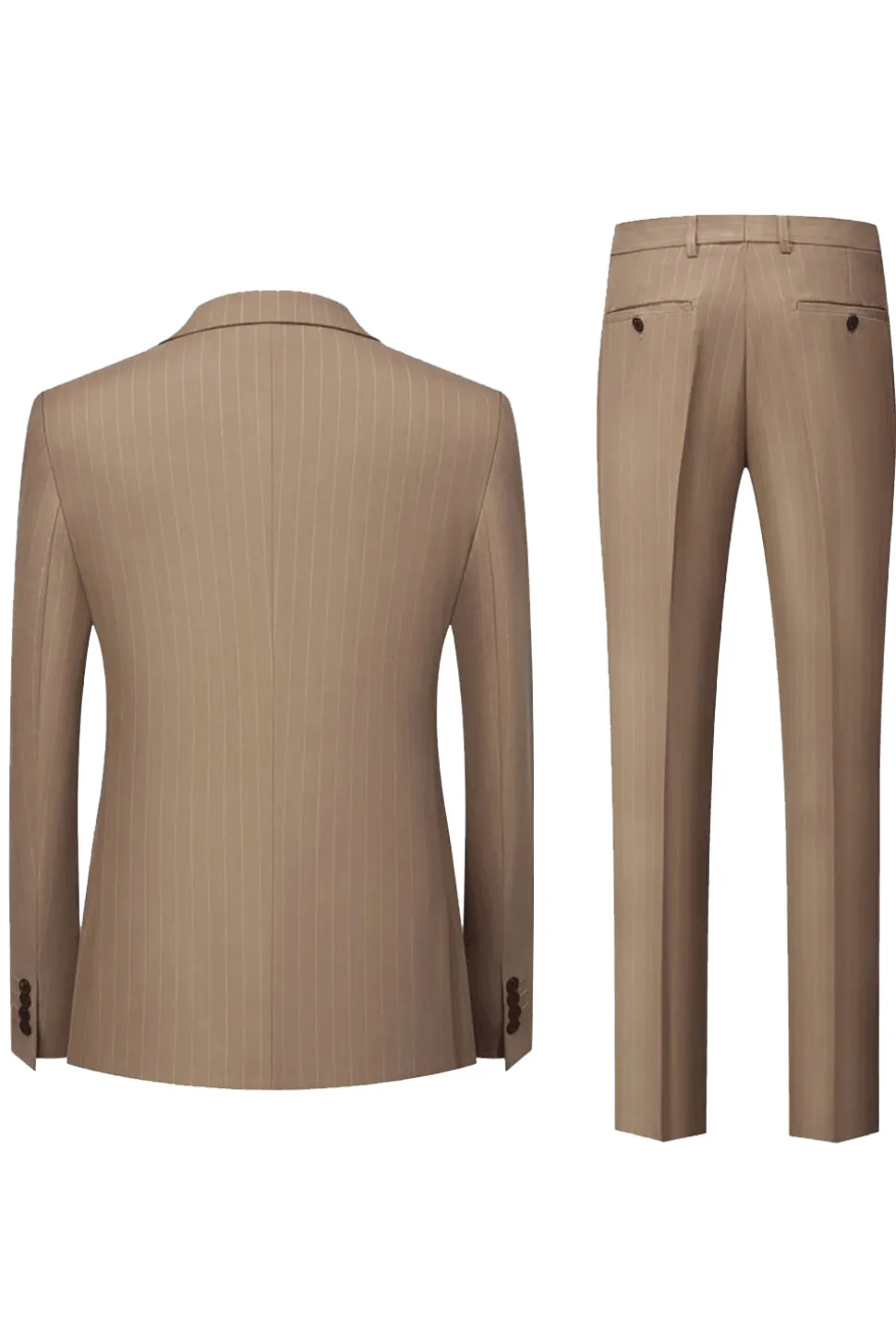 Marinha Pinstriped Pico Lapela 3 Peças Homens Ternos Formais