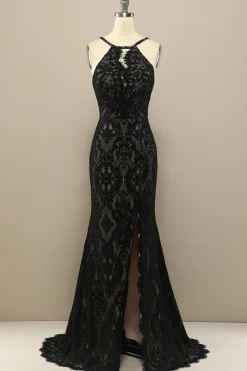 Marinha Sereia Renda Vestido Longo Baile