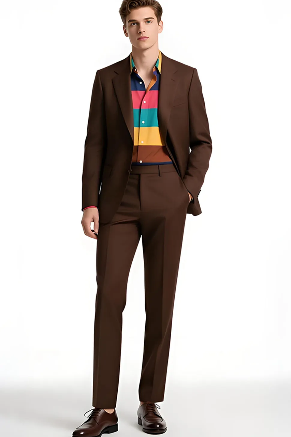 Marrom escuro Notched Lapela Slim Fit Prom Suits