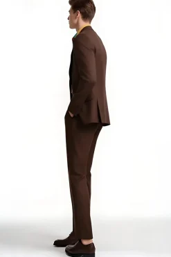Marrom escuro Notched Lapela Slim Fit Prom Suits