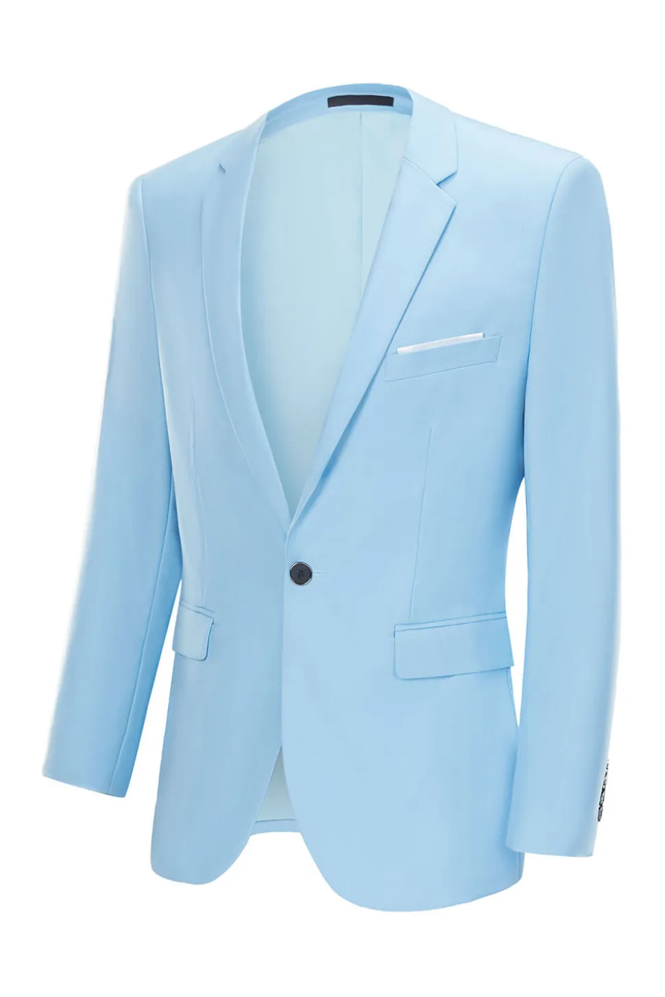 Masculino Azul Claro Notched Lapela Um Botão Blazer de Casamento
