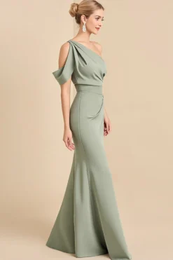 Matchá Um Ombro Sereia Longo Cetim Vestidos Cerimónia