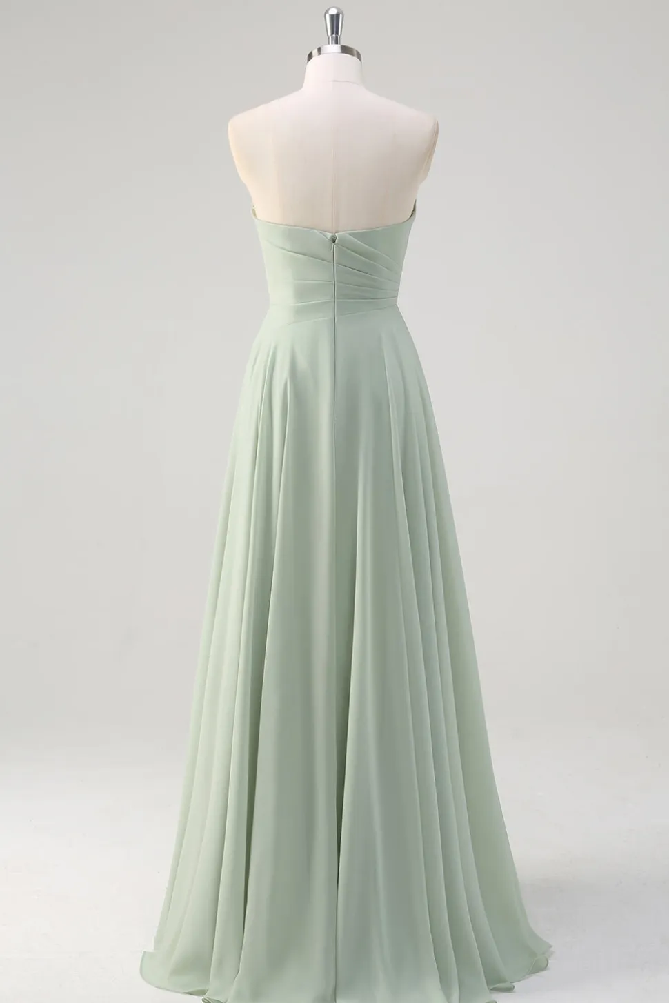 Matcha A Line Strapless Ruched Chiffon Vestido Longo Madrinha