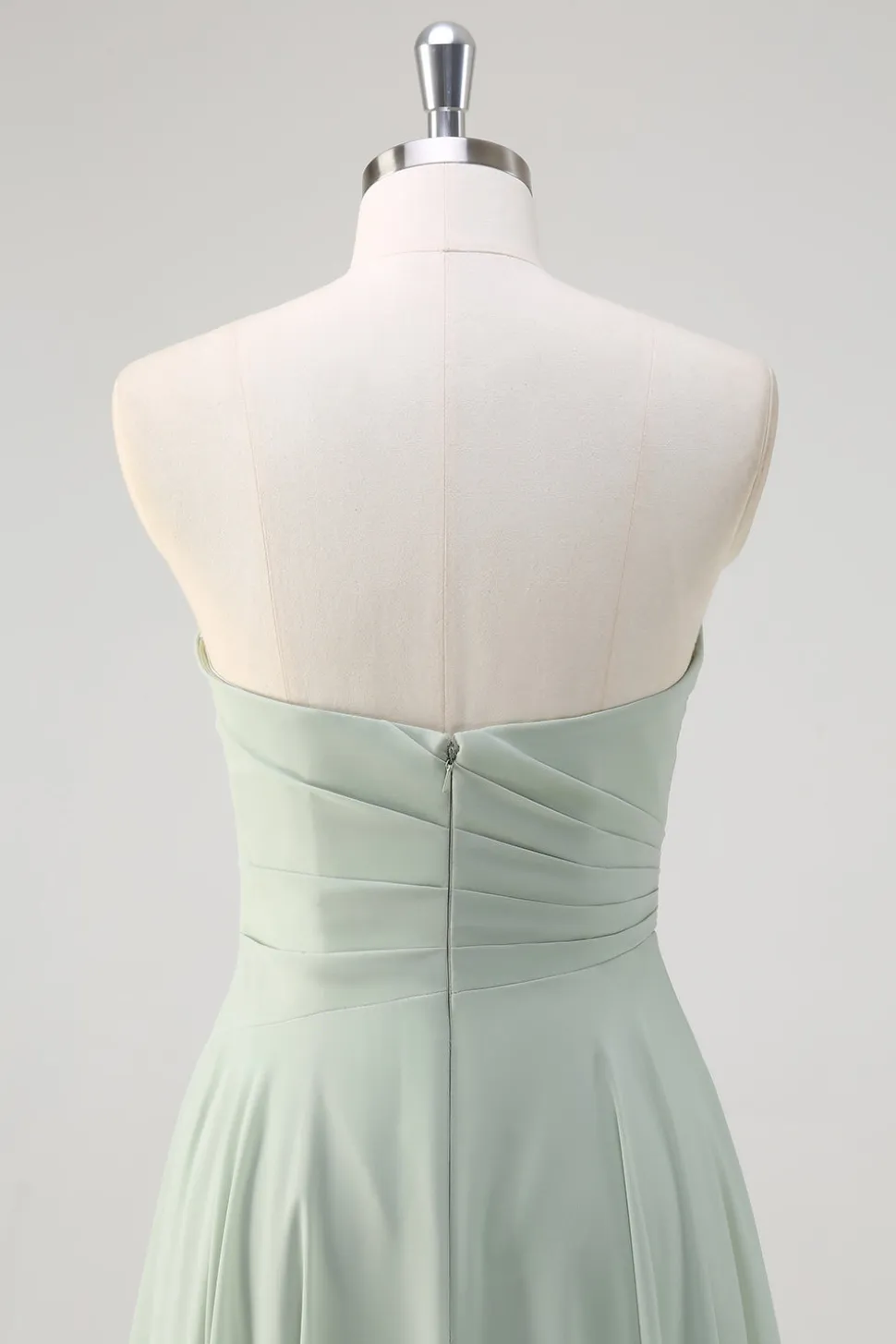 Matcha A Line Strapless Ruched Chiffon Vestido Longo Madrinha