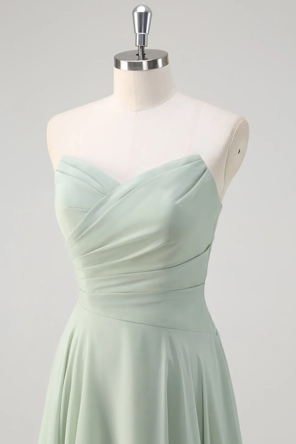 Matcha A Line Strapless Ruched Chiffon Vestido Longo Madrinha