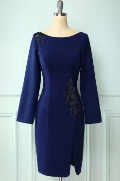 Mãe azul escuro do vestido de noiva