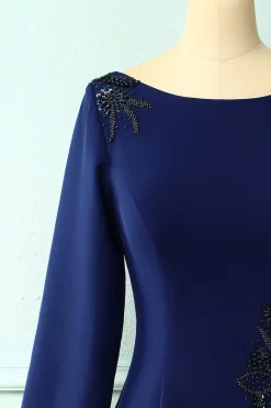Mãe azul escuro do vestido de noiva