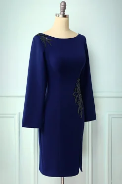 Mãe azul escuro do vestido de noiva