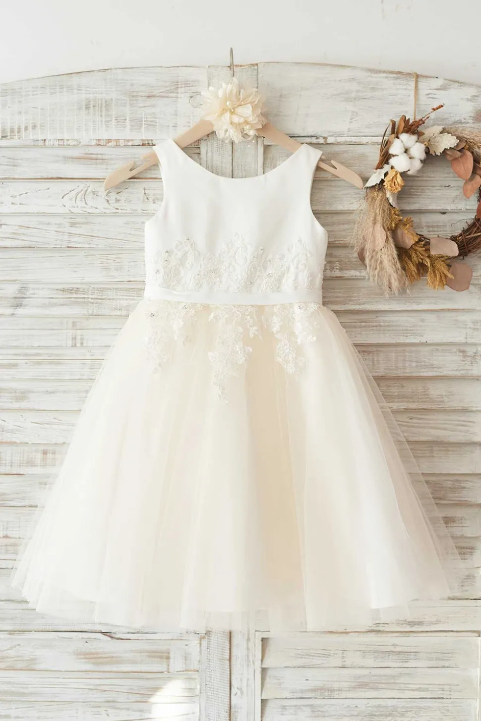 Meninas Bambi Ivory Broderie Anglaise Tulle Dress