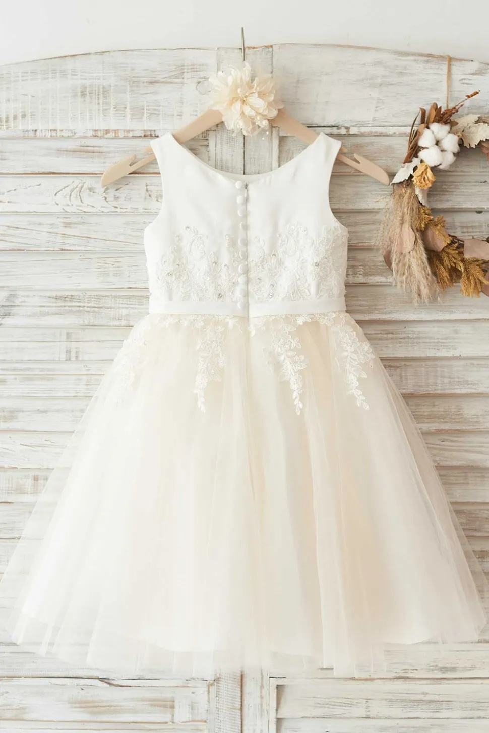 Meninas Bambi Ivory Broderie Anglaise Tulle Dress