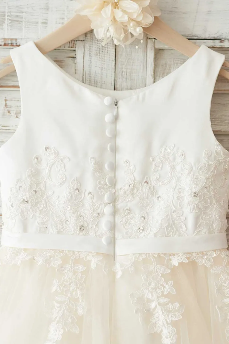Meninas Bambi Ivory Broderie Anglaise Tulle Dress