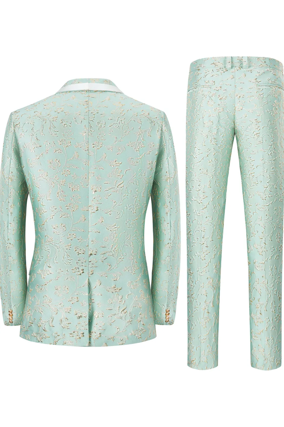 Menta Lapela Shawl Um Botão Jacquard Fato de Festa