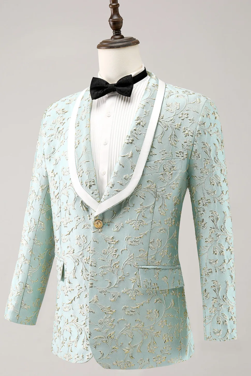 Mint Jacquard Xaile Lapela 2 Peça Um Botão Ternos Masculinos