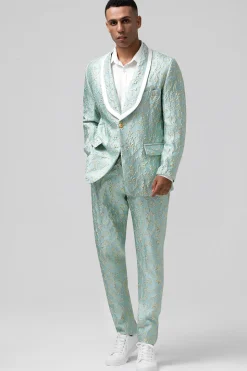 Mint Xaile Lapela 2 Peça Jacquard Um Botão Masculino Prom Suits