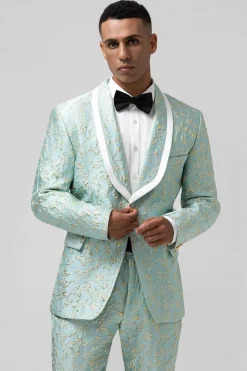 Mint Xaile Lapela 2 Peça Jacquard Um Botão Masculino Prom Suits