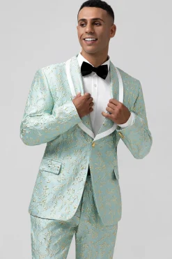 Mint Xaile Lapela 2 Peça Jacquard Um Botão Masculino Prom Suits