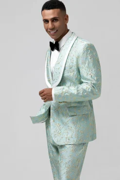 Mint Xaile Lapela 2 Peça Jacquard Um Botão Masculino Prom Suits