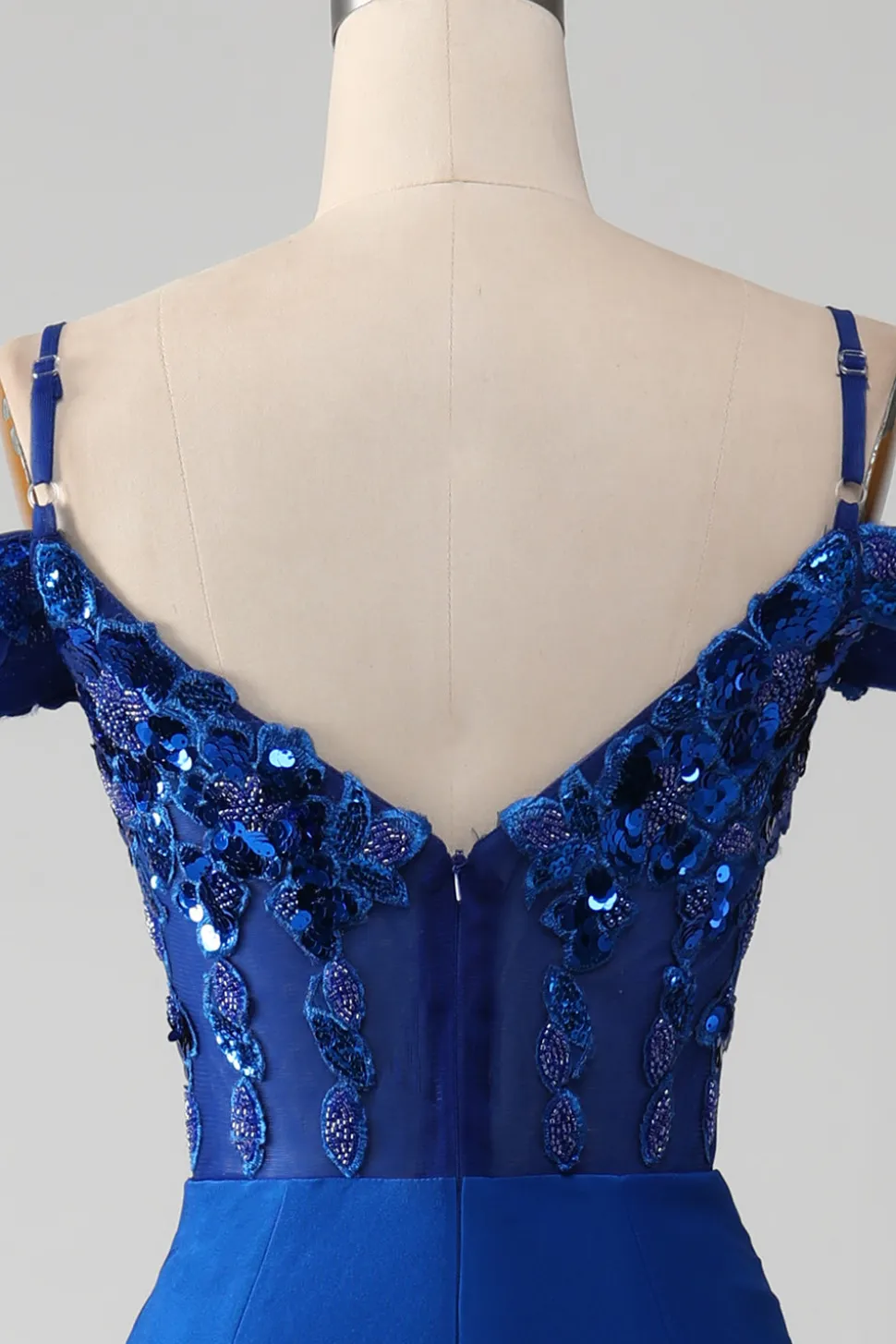 Missanga Royal Blue Corset Prom Dress com Fenda