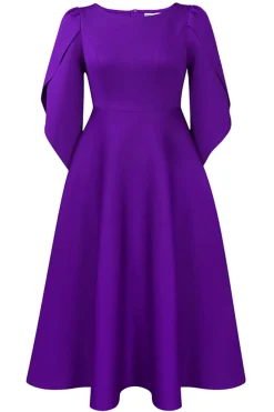 Moda Elegante Royal Blue A Line Solid Swing Dress com meias mangas