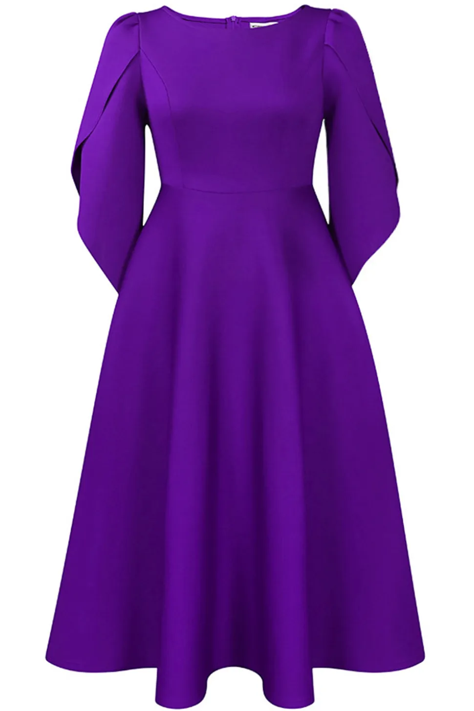 Moda Elegante Royal Blue A Line Solid Swing Dress com meias mangas