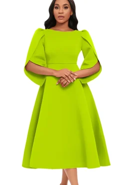 Moda Elegante Royal Blue A Line Solid Swing Dress com meias mangas