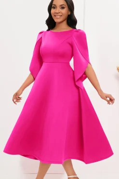 Moda Elegante Royal Blue A Line Solid Swing Dress com meias mangas