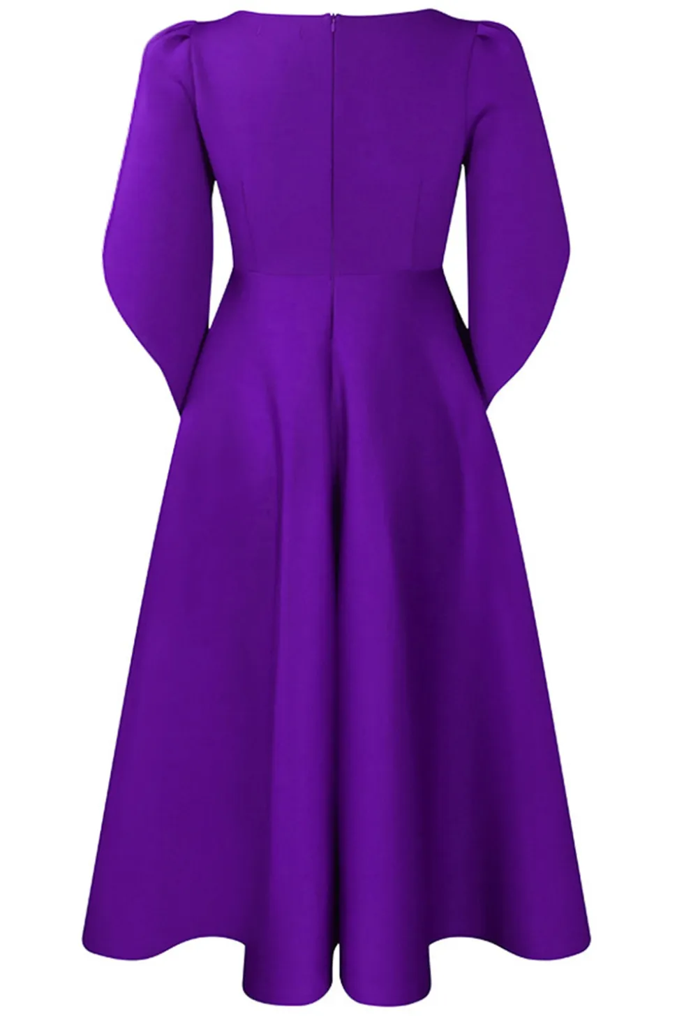Moda Elegante Royal Blue A Line Solid Swing Dress com meias mangas