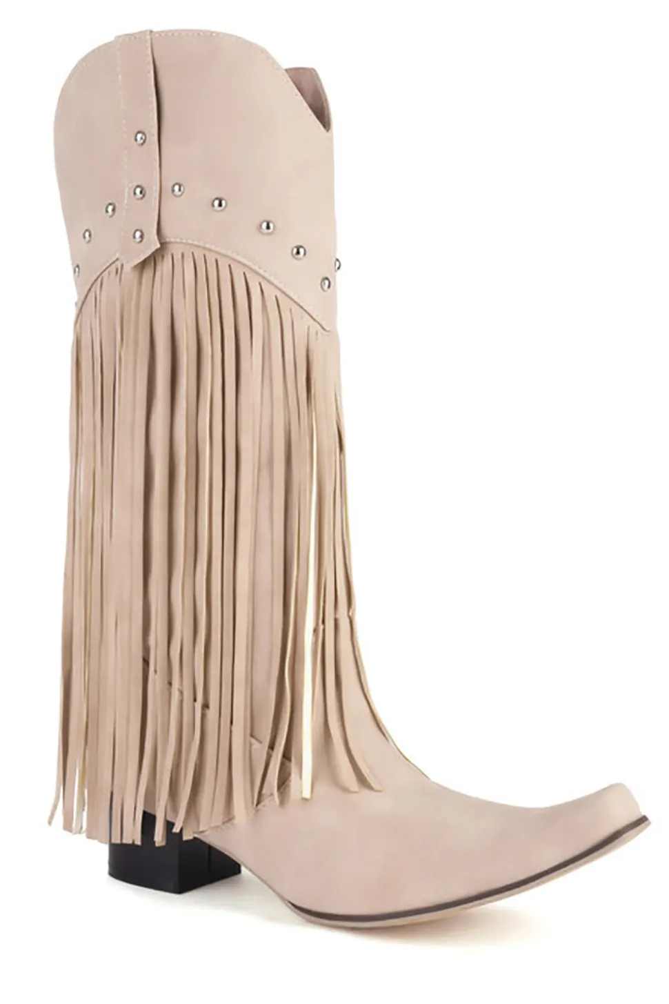 Moda Preto Cor Sólida Suede Tassel Dedo Pontiagudo Botas de Salto Alto