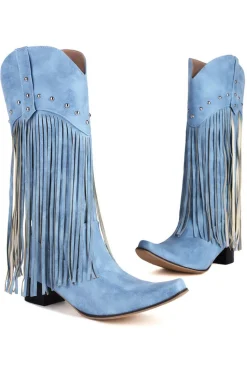 Moda Preto Cor Sólida Suede Tassel Dedo Pontiagudo Botas de Salto Alto