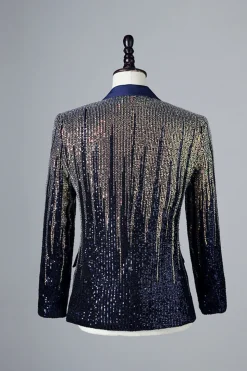 Multicolor Lantejoulas Peito Único Blazer para Homem