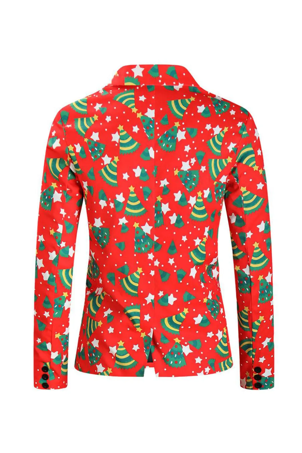 Natal Masculino Impresso Vermelho 3-Piece One Button Party Suits