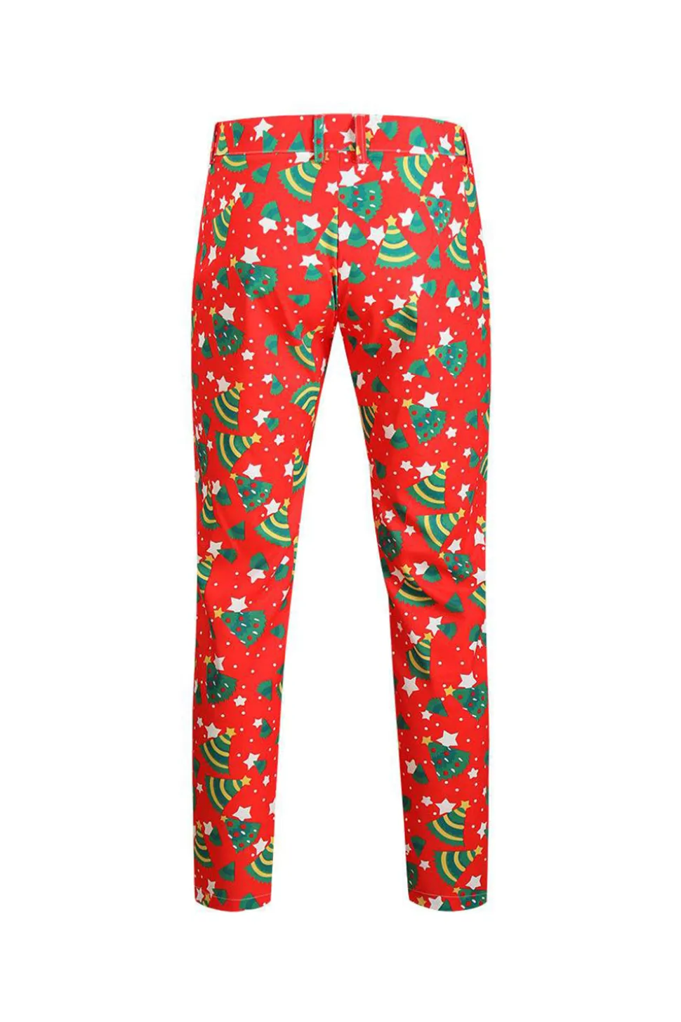 Natal Masculino Impresso Vermelho 3-Piece One Button Party Suits