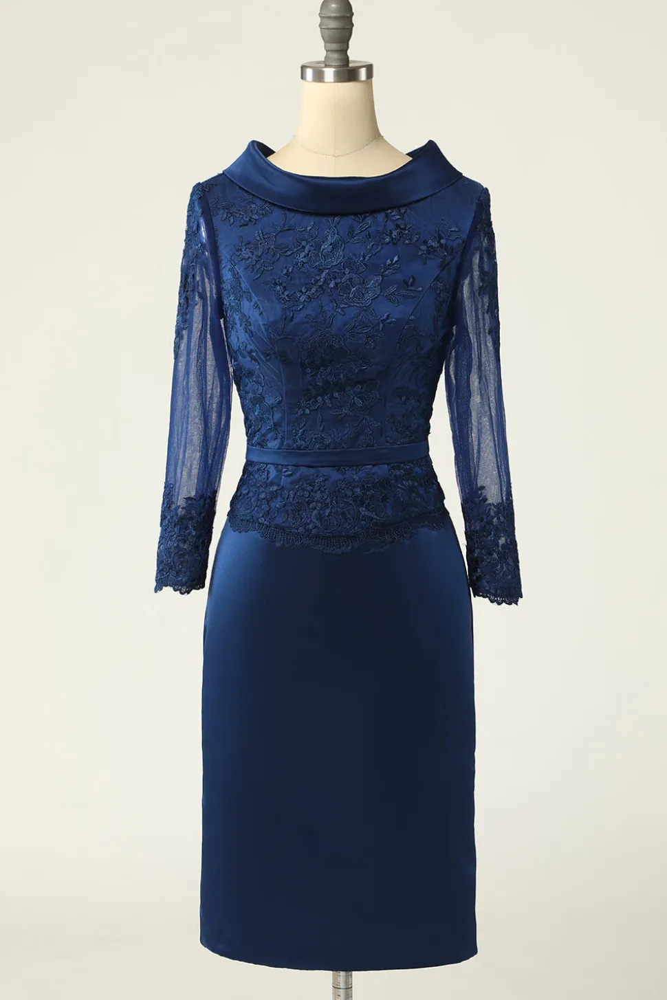 Navy Long Sleeves Bodycon Mother Dress