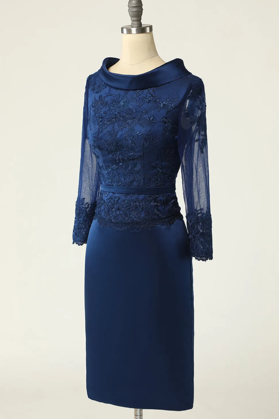 Navy Long Sleeves Bodycon Mother Dress