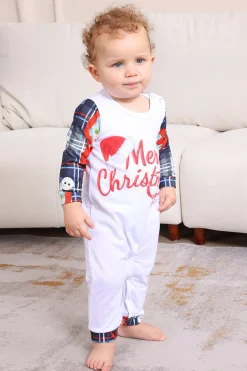 Navy Plaid Manga Longa Família Combinando Conjunto de Pijama
