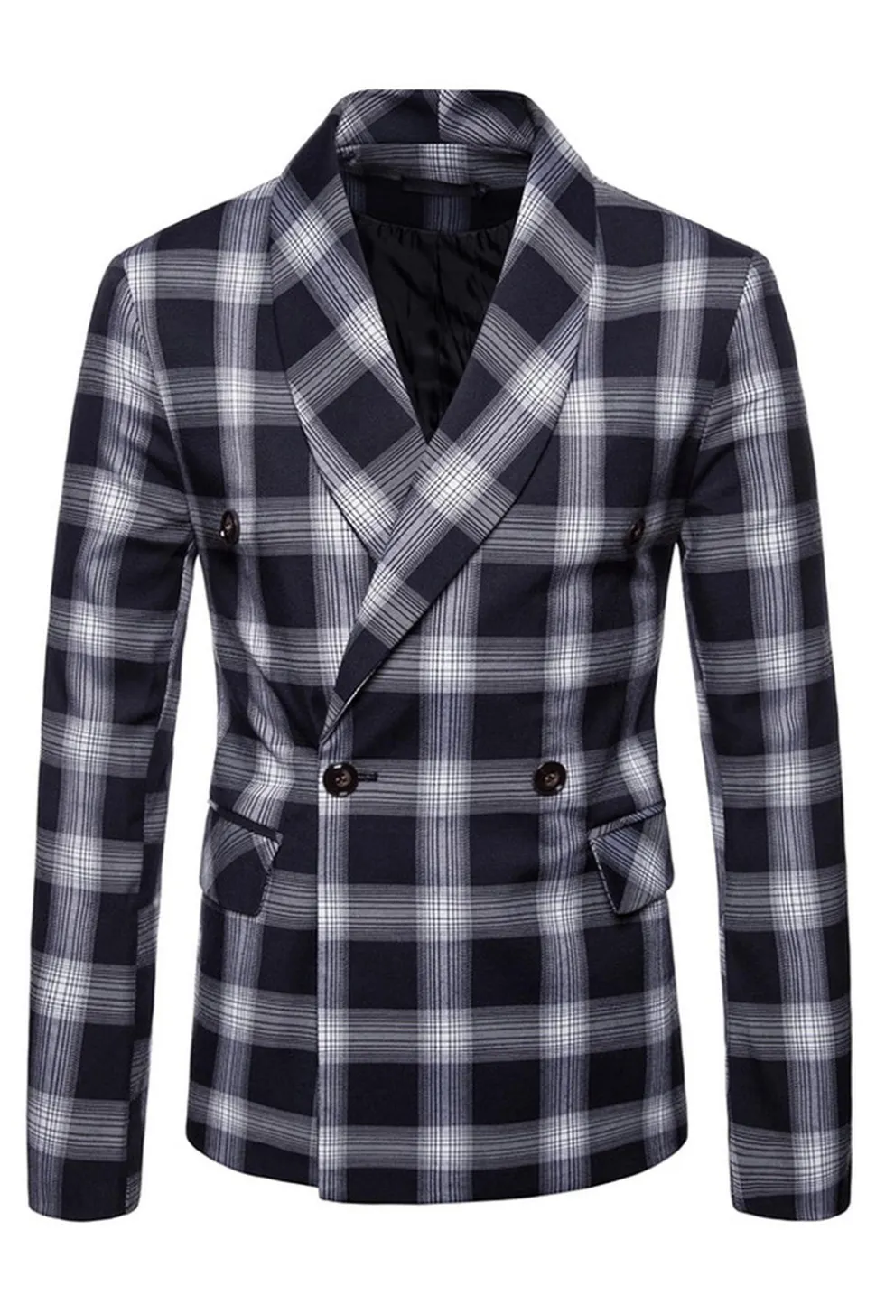 Navy Shawl Lapela Striped Men's Prom Blazer