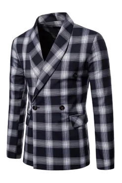 Navy Shawl Lapela Striped Men's Prom Blazer