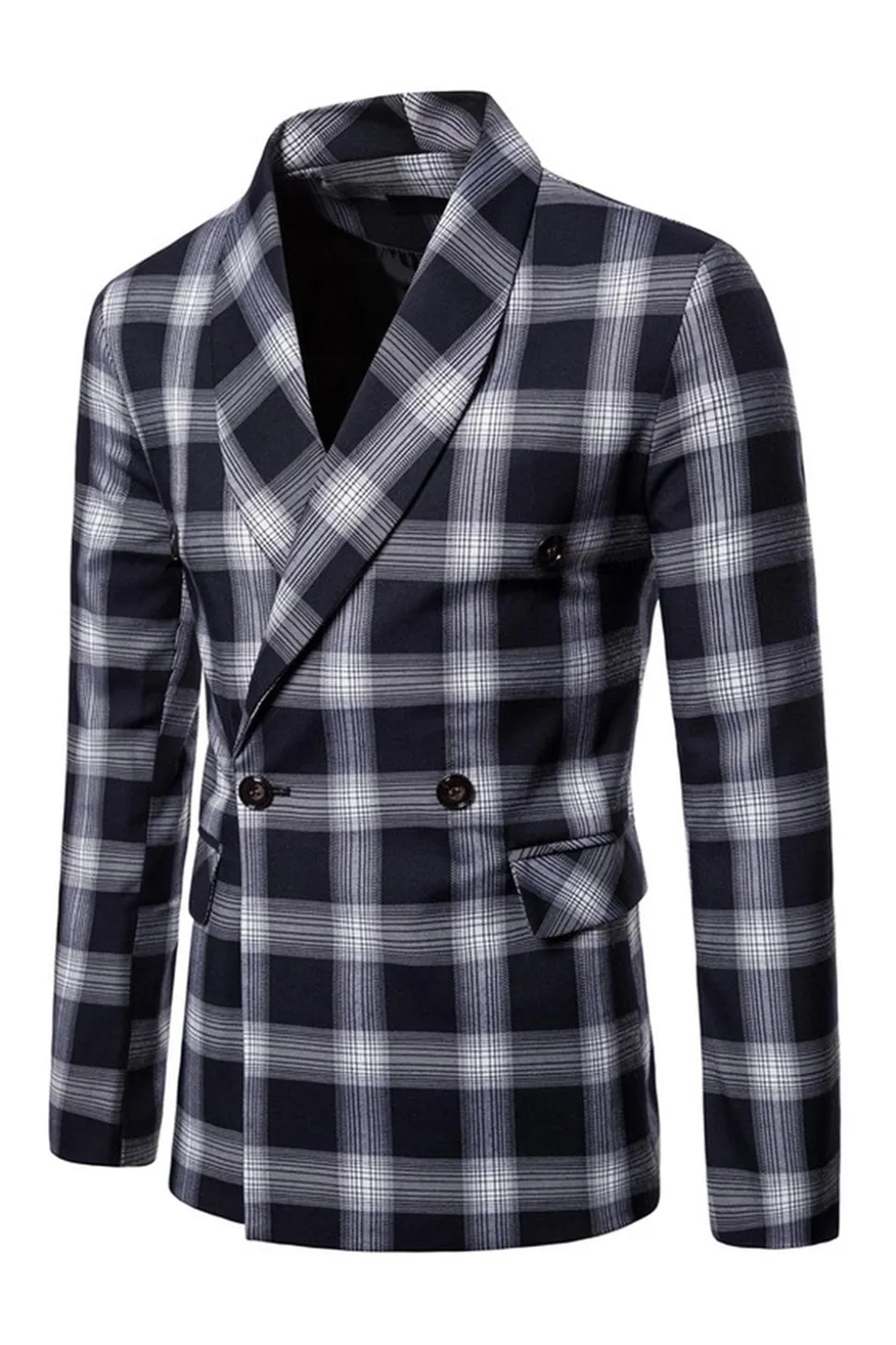 Navy Shawl Lapela Striped Men's Prom Blazer
