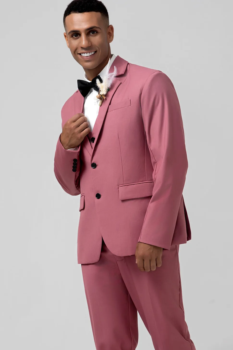 Notched Lapel Coral Single Breasted 3 Peças Homens Prom Suits