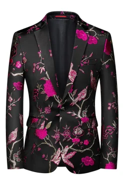 Notched Lapel Single Breasted Jacquard 2 peças roxas ternos de baile de formatura
