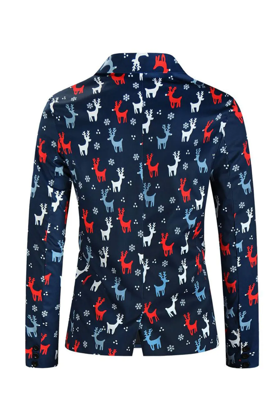 Notched Lapela Um Botão Elk Dark Blue Natal Ternos Masculinos