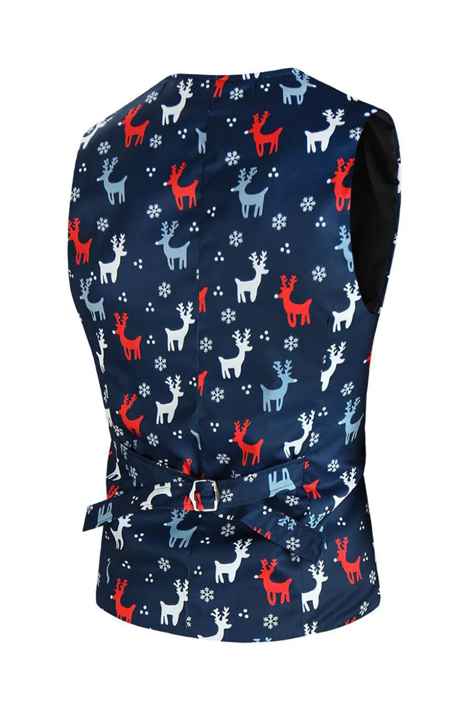 Notched Lapela Um Botão Elk Dark Blue Natal Ternos Masculinos