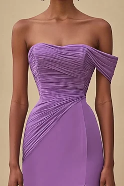 Off Shoulder Purple Sereia Vestido Formal Longo com Fenda