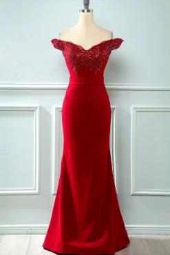 Off Shoulder Sequins Mermaid Prom Dress