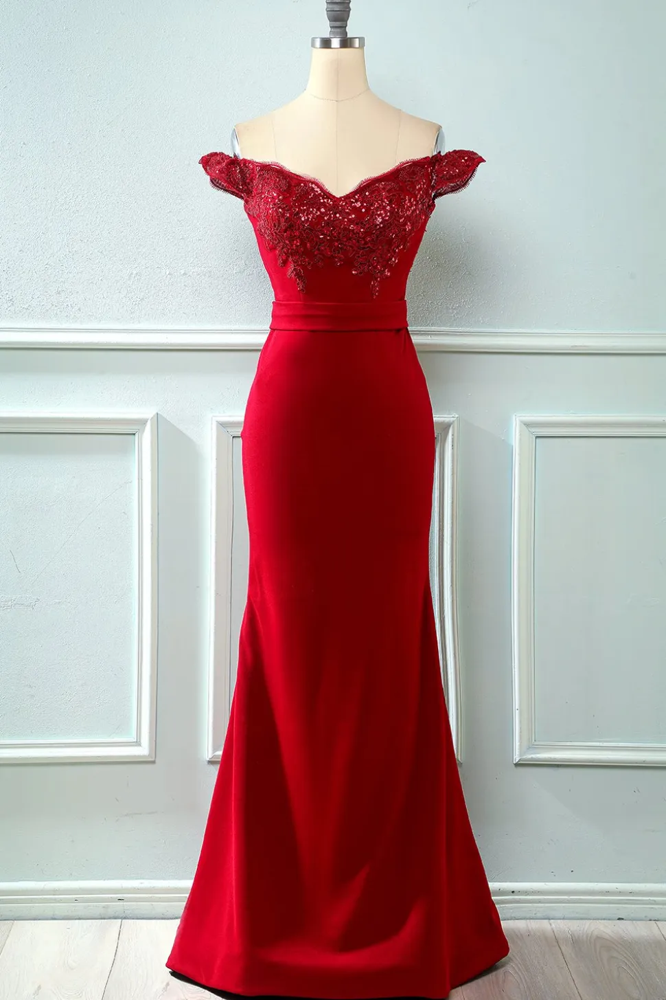 Off Shoulder Sequins Mermaid Prom Dress